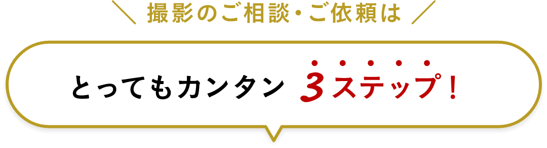 撮影のご相談・ご依頼は「とってもカンタン 3ステップ！」