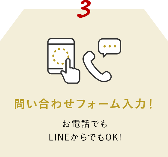 3 問い合わせフォーム入力！　お電話でもLINEからでもOK！